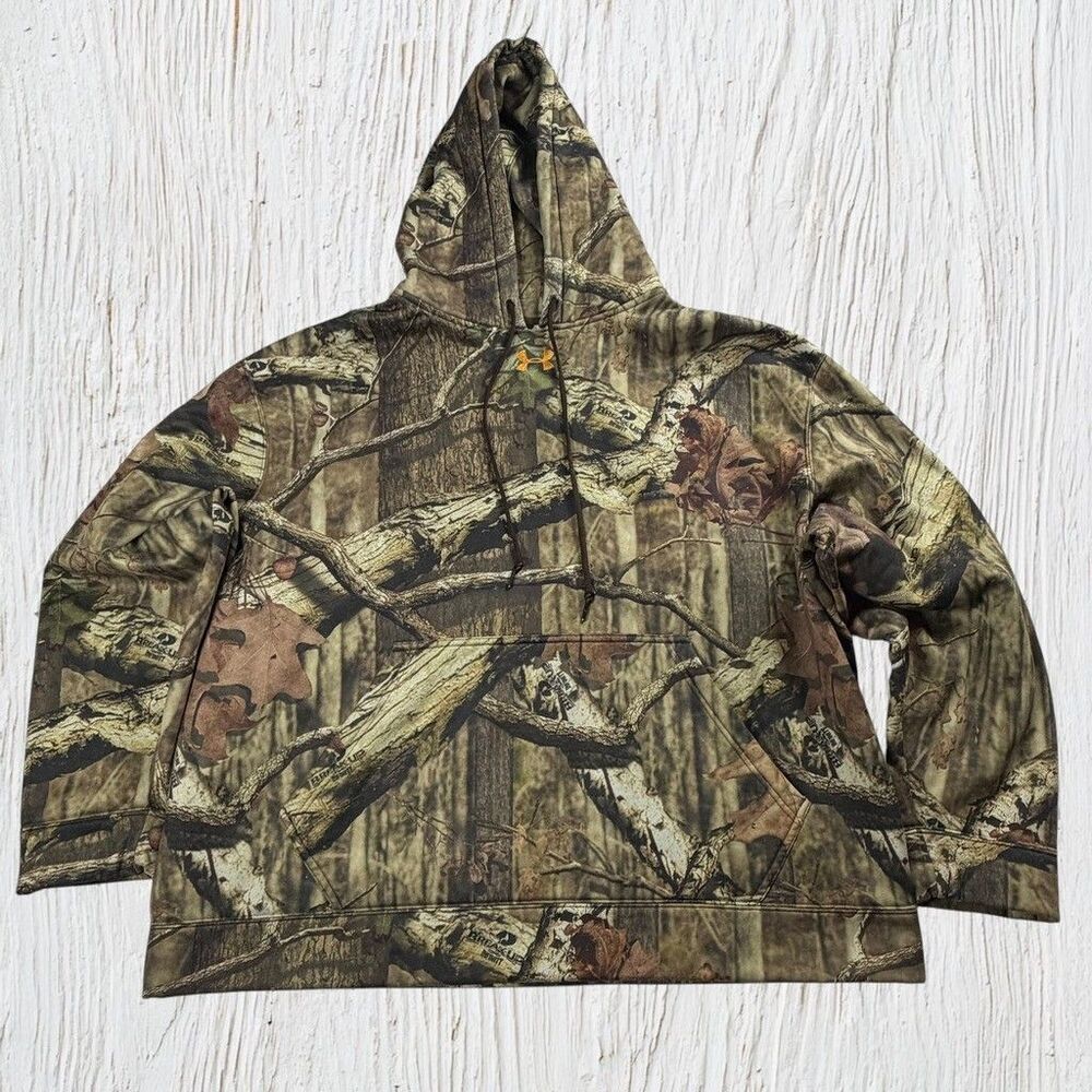 Under Armour Mossy Oak Break Up Infinity Camo Hoodie Mens XXL Fleece Pullover